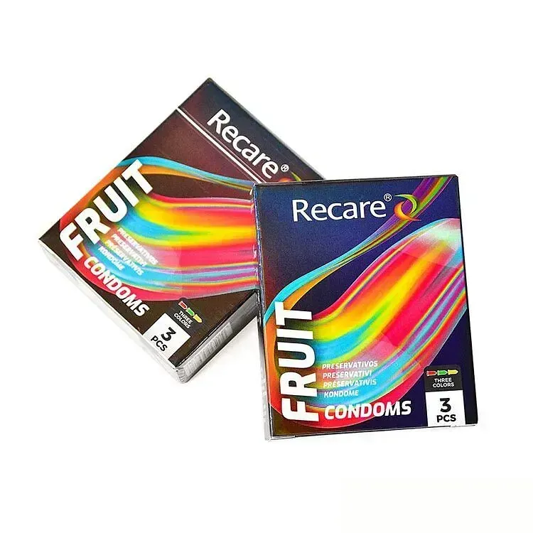Презервативи Holographic Recare Fruit Flavour Condoms 3 шт, аромати: м'ята, банан, полуниця