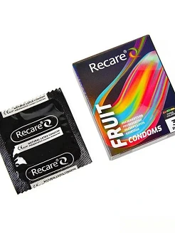 Презервативи Holographic Recare Fruit Flavour Condoms 3 шт, аромати: м'ята, банан, полуниця