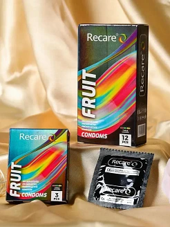 Презервативи Holographic Recare Fruit Flavour Condoms 3 шт, аромати: м'ята, банан, полуниця