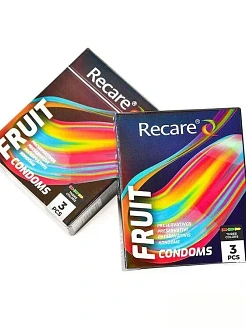Презервативи Holographic Recare Fruit Flavour Condoms 3 шт, аромати: м'ята, банан, полуниця