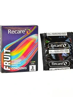 Презервативи Holographic Recare Fruit Flavour Condoms 3 шт, аромати: м'ята, банан, полуниця