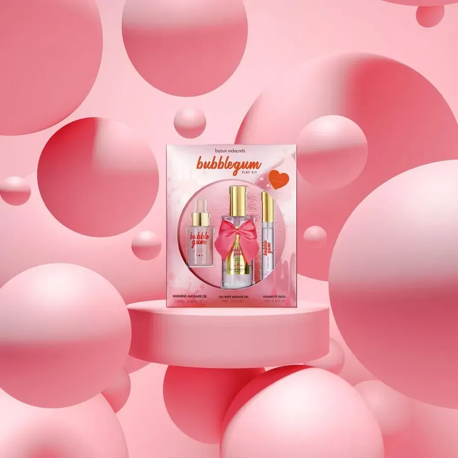 Набір для масажу Bijoux Indiscrets Bubblegum Play Kit з ароматом жувальної гумки, 3 предмети