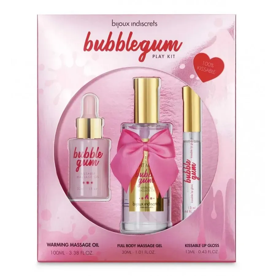 Набір для масажу Bijoux Indiscrets Bubblegum Play Kit з ароматом жувальної гумки, 3 предмети