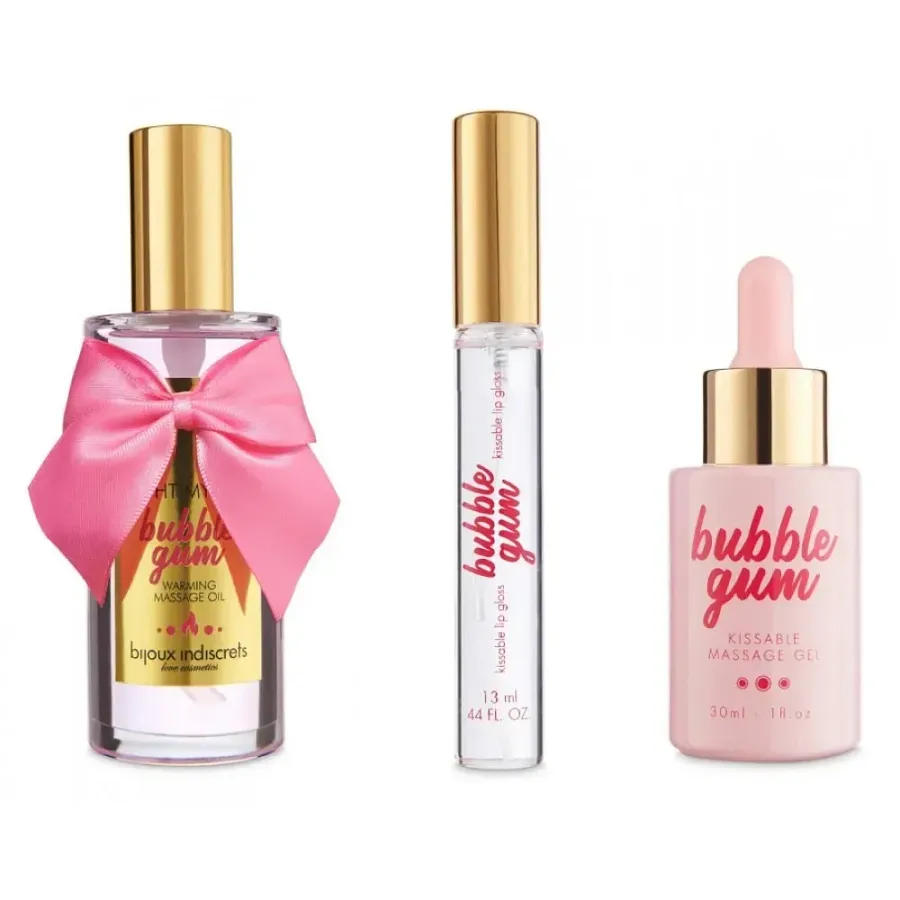 Набір для масажу Bijoux Indiscrets Bubblegum Play Kit з ароматом жувальної гумки, 3 предмети
