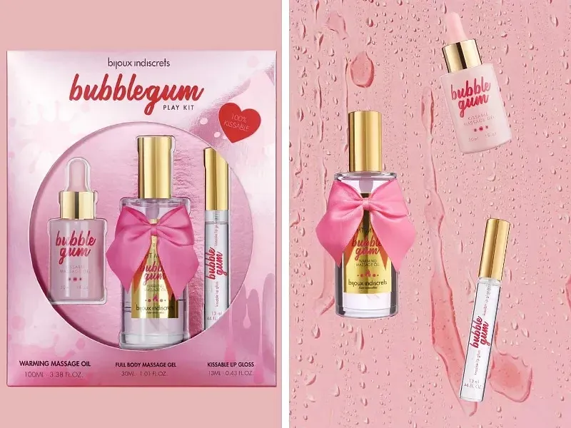 Набір для масажу Bijoux Indiscrets Bubblegum Play Kit з ароматом жувальної гумки, 3 предмети