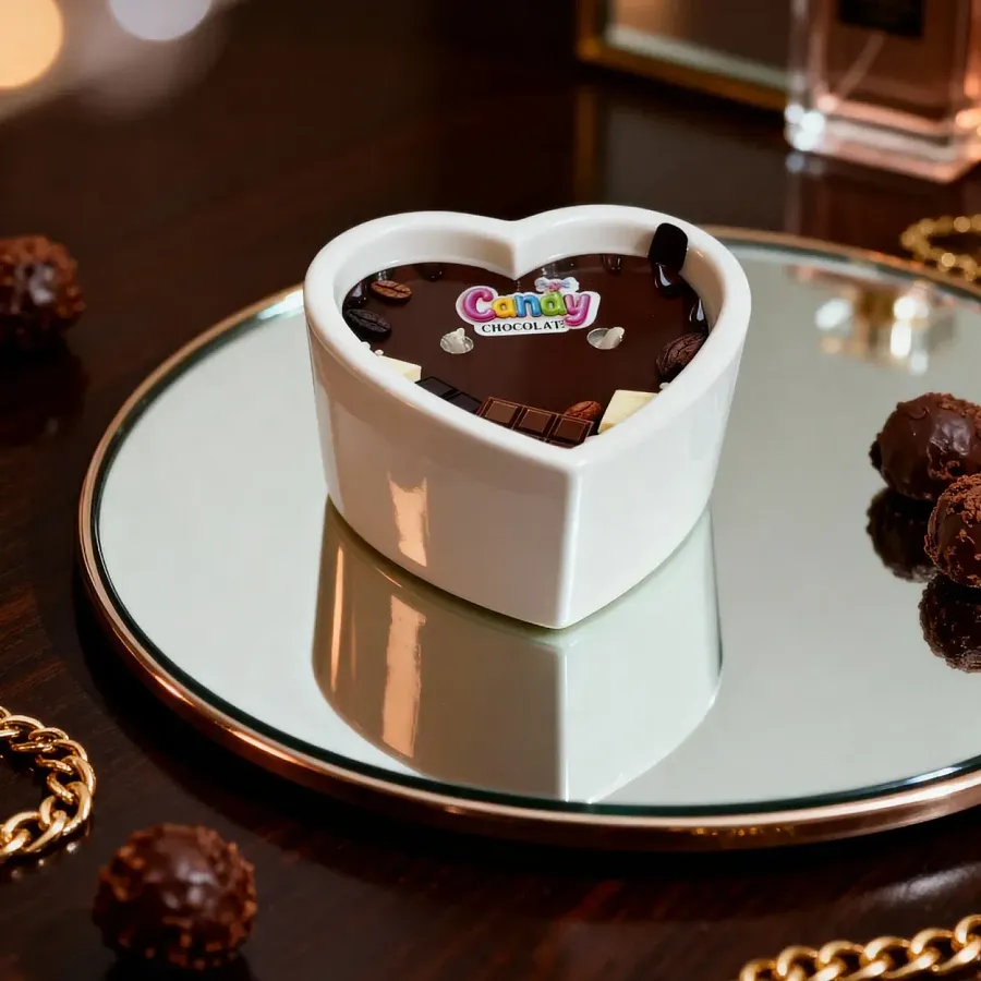 Масажна свічка Candy Chocolate з ароматом шоколаду у формі серця, 70 мл