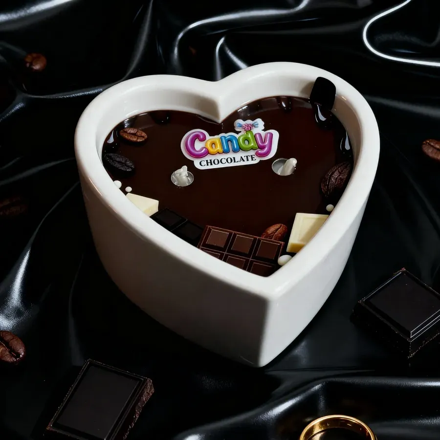Масажна свічка Candy Chocolate з ароматом шоколаду у формі серця, 70 мл