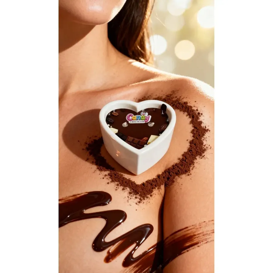 Масажна свічка Candy Chocolate з ароматом шоколаду у формі серця, 70 мл