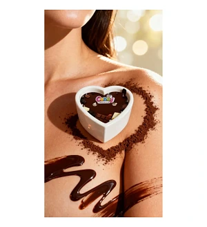 Масажна свічка Candy Chocolate з ароматом шоколаду у формі серця, 70 мл