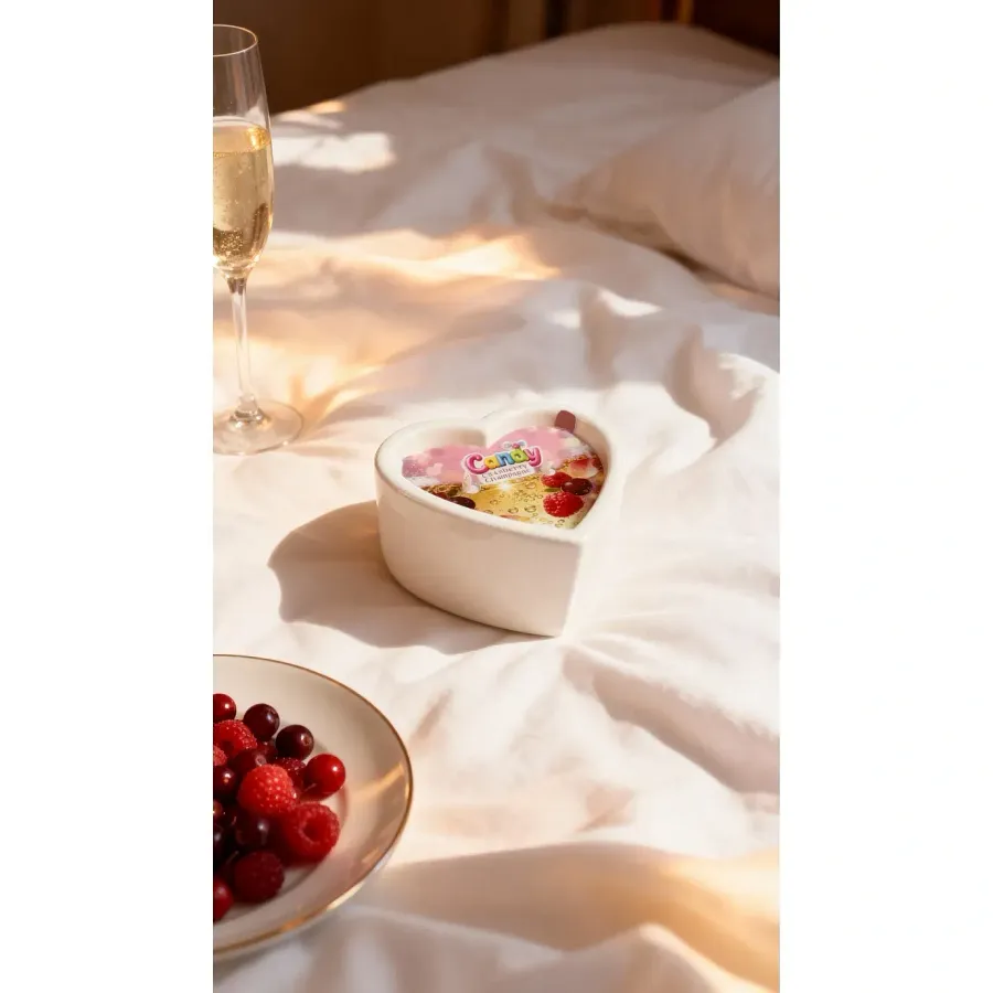 Масажна свічка Candy Cranberry Champagne з ароматом шампанського та журавлини у формі серця, 70 мл