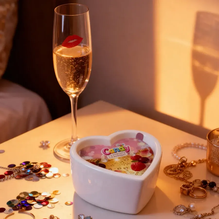 Масажна свічка Candy Cranberry Champagne з ароматом шампанського та журавлини у формі серця, 70 мл