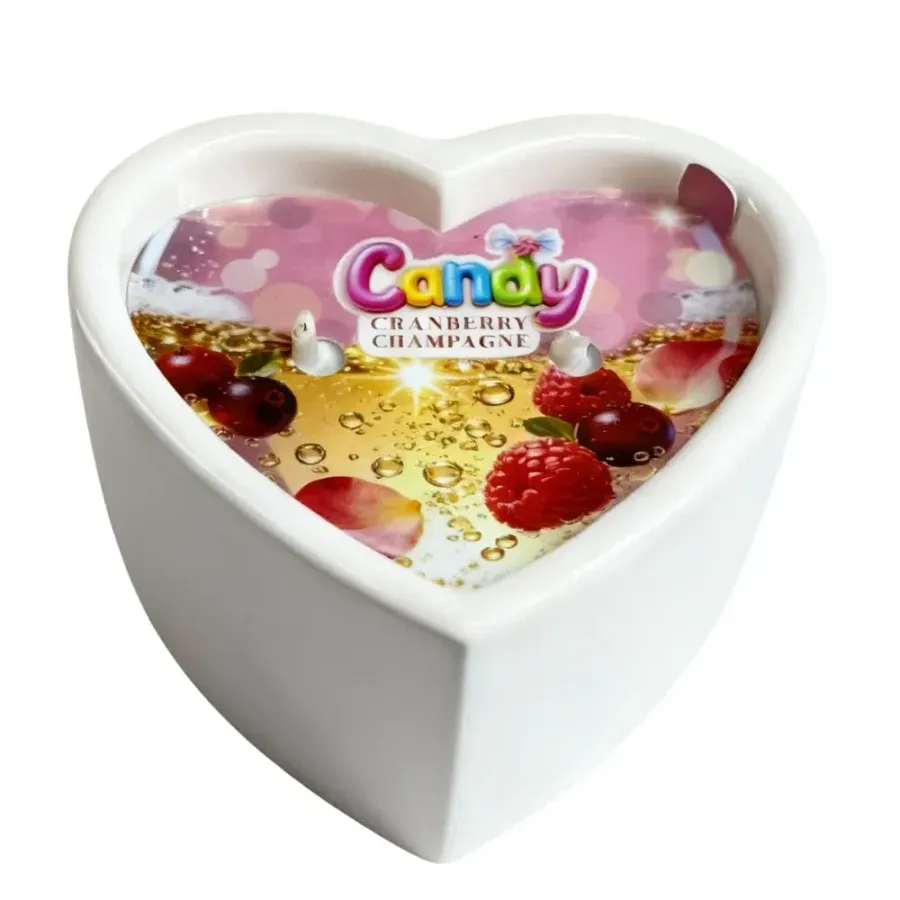 Масажна свічка Candy Cranberry Champagne з ароматом шампанського та журавлини у формі серця, 70 мл