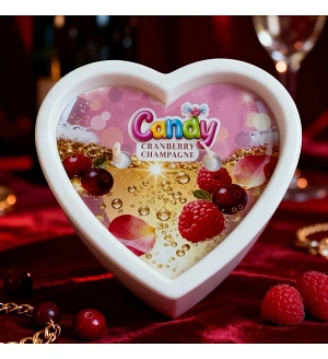 Масажна свічка Candy Cranberry Champagne з ароматом шампанського та журавлини у формі серця, 70 мл