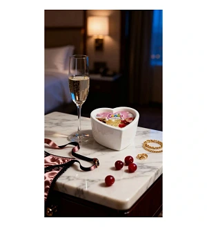 Масажна свічка Candy Cranberry Champagne з ароматом шампанського та журавлини у формі серця, 70 мл