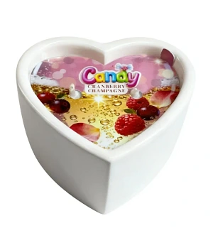 Масажна свічка Candy Cranberry Champagne з ароматом шампанського та журавлини у формі серця, 70 мл