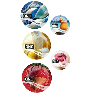 ONE FlavorWaves латексні, набір різних смаків, 5 шт.