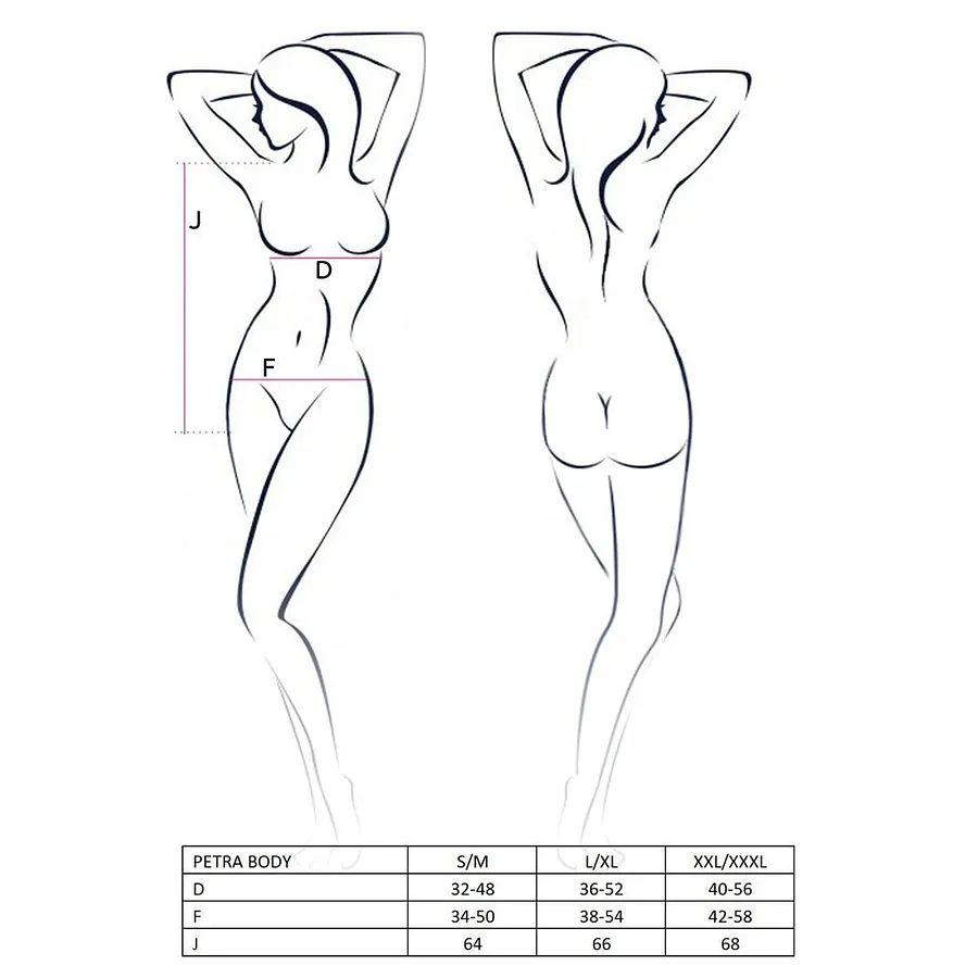 Боді-монокіні з глибоким декольте PETRA BODY black XXL/XXXL — Passion Exclusive
