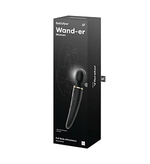 Вібромасажер Satisfyer Wand-er Woman (Black/Gold), водонепроникний, потужний, розмір XXL