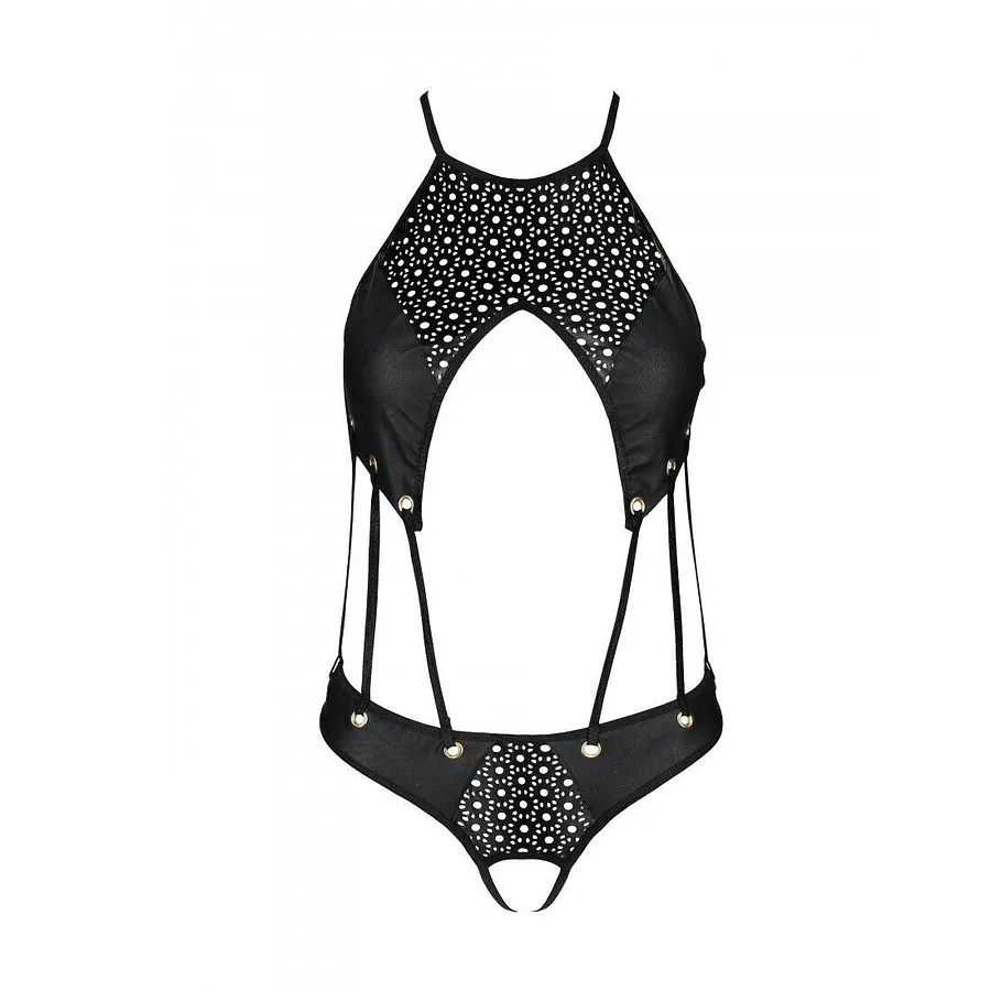 Боді з екошкіри з ремінцями та перфорацією Tamaris Body black L/XL — Passion