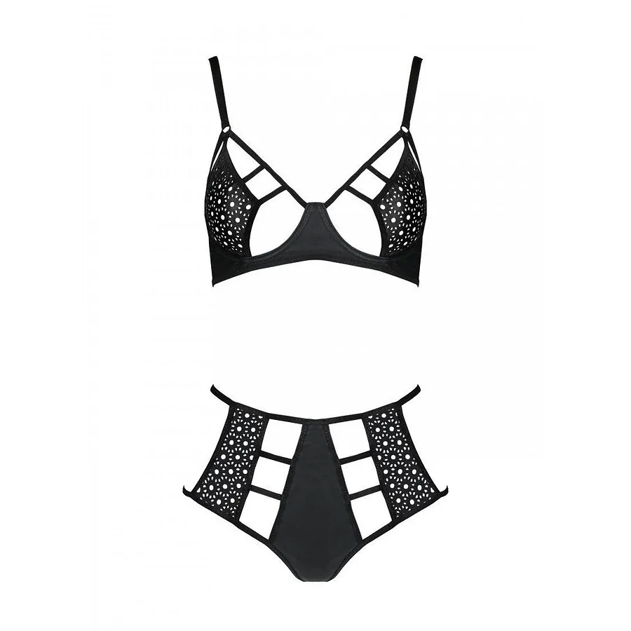 Комплект з екошкіри Passion Tamaris Set black, бюстгальтер та трусики
