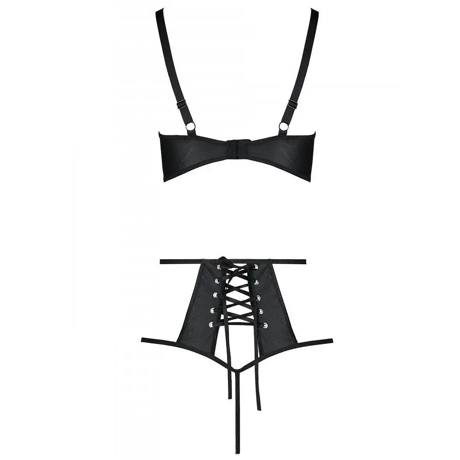 Комплект з екошкіри Passion Tamaris Set black, бюстгальтер та трусики