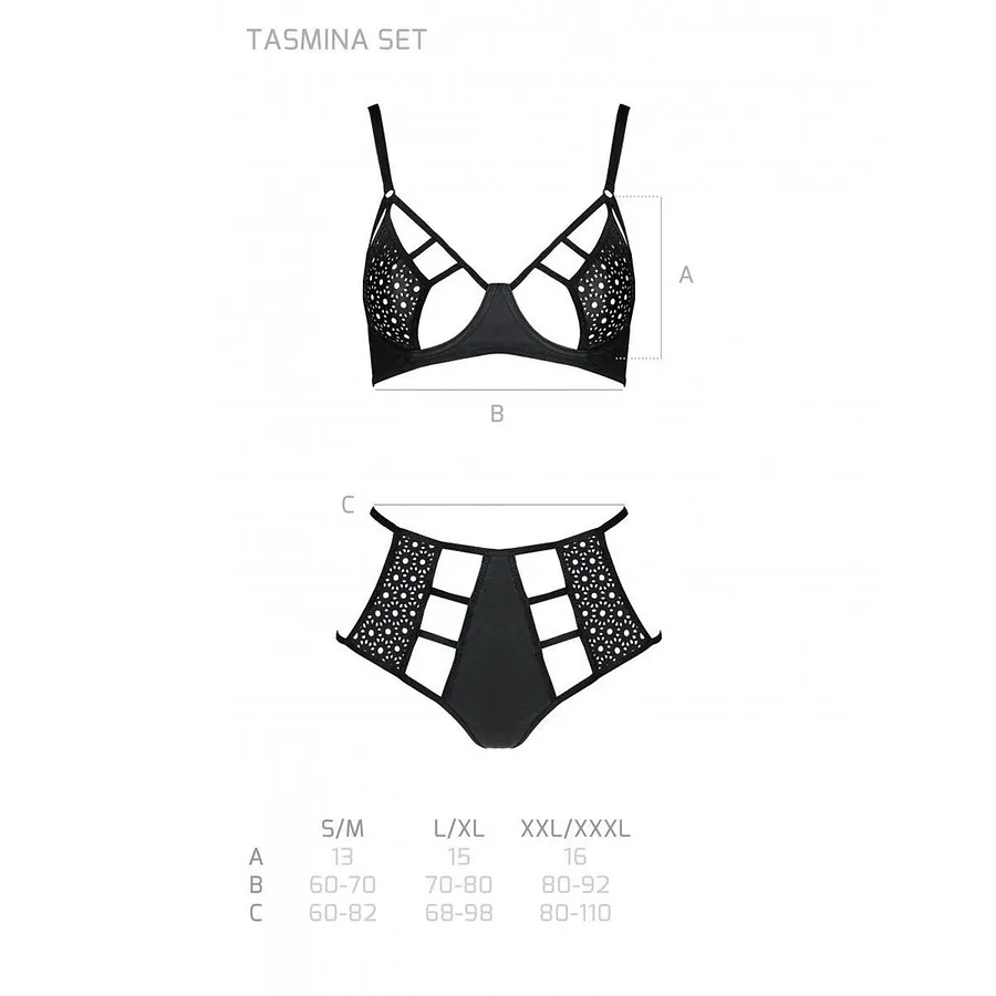 Комплект з екошкіри Passion Tamaris Set black, бюстгальтер та трусики