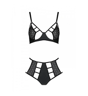 Комплект з екошкіри Passion Tamaris Set black, бюстгальтер та трусики