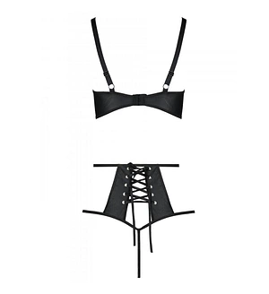 Комплект з екошкіри Passion Tamaris Set black, бюстгальтер та трусики