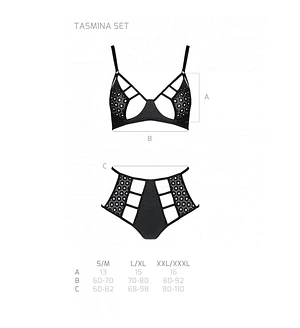 Комплект з екошкіри Passion Tamaris Set black, бюстгальтер та трусики