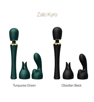 Вібромасажер з насадками Zalo — Kyro Wand Turquoise Green