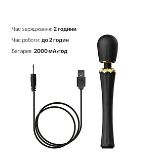 Вібромасажер з насадками Zalo — Kyro Wand Obsidian Black