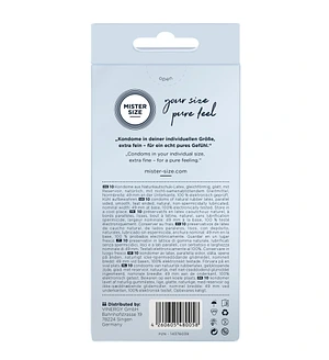 Презервативи Mister Size - pure feel - 49 (10 condoms), товщина 0,05 мм
