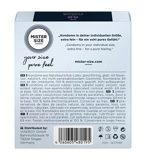 Презервативи Mister Size - pure feel - 69 (3 condoms), товщина 0,05 мм