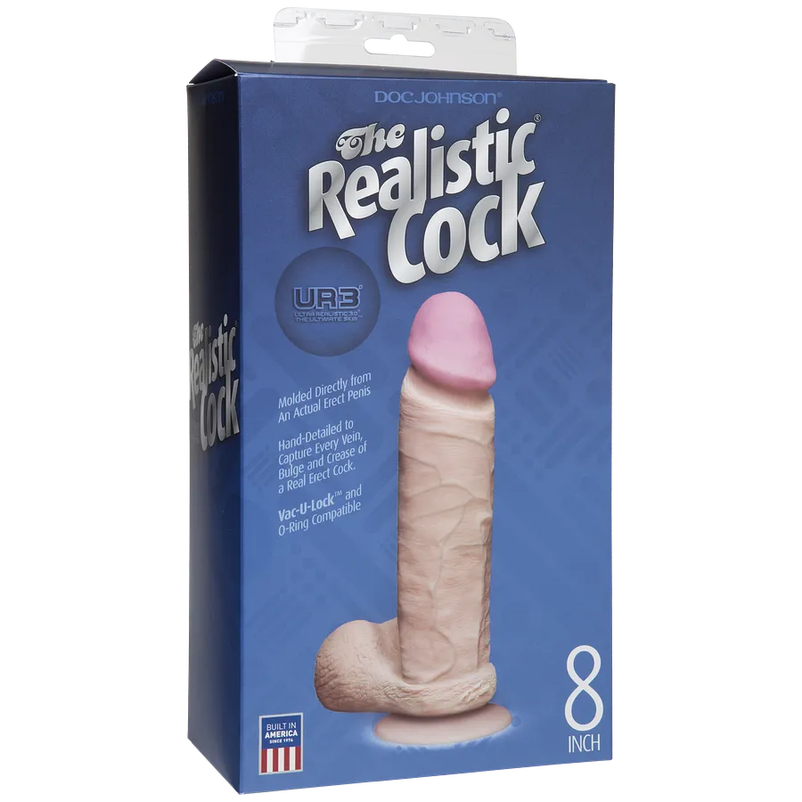Фалоімітатор Doc Johnson The Realistic Cock 8 inch White - ULTRASKYN, Vack-U-Lock (м'яте паковання)