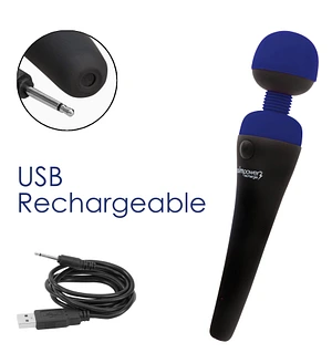 Вібромасажер PalmPower Recharge Blue, перезаряджуваний, гнучка головка, тревел-замок