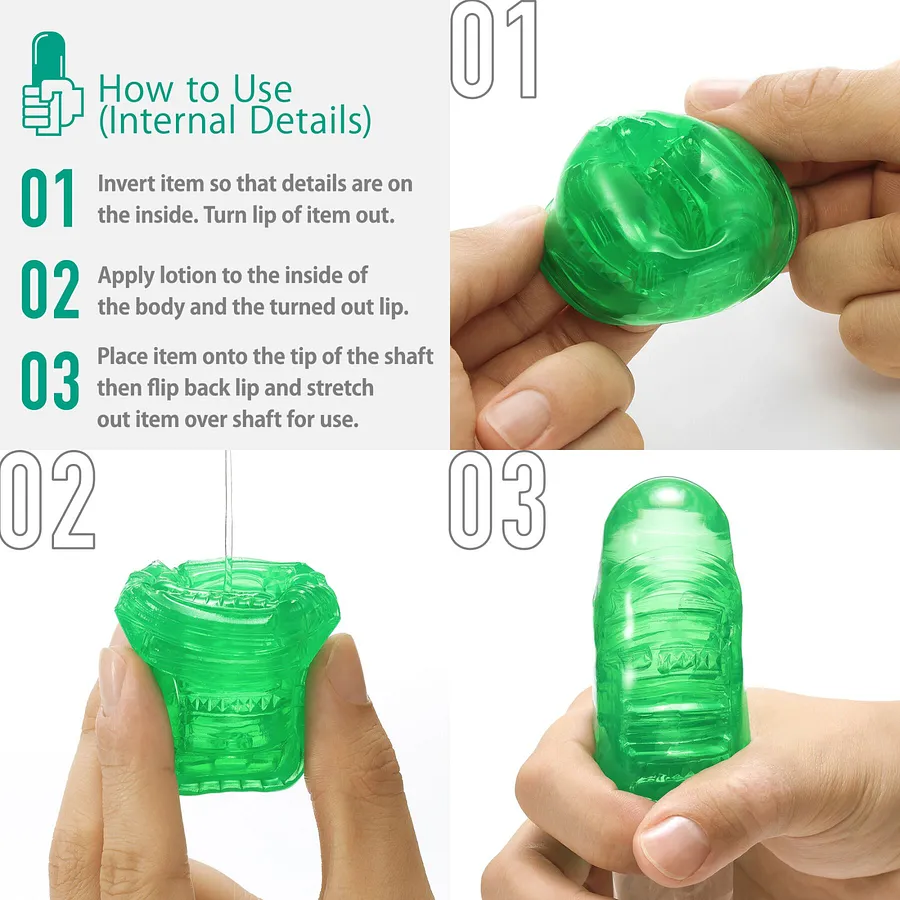Унісекс-стимулятор Tenga UNI Emerald, зелений, з геометричним рельєфом, лубрикант у комплекті