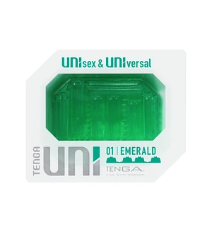 Унісекс-стимулятор Tenga UNI Emerald, зелений, з геометричним рельєфом, лубрикант у комплекті
