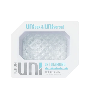 Унісекс-стимулятор Tenga UNI Diamond, білий, із зубчастим рельєфом, лубрикант у комплекті