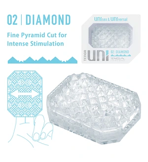 Унісекс-стимулятор Tenga UNI Diamond, білий, із зубчастим рельєфом, лубрикант у комплекті
