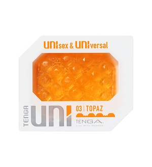Унісекс-стимулятор Tenga UNI Topaz, помаранчевий, рельєф у вигляді горбків, лубрикант у комплекті