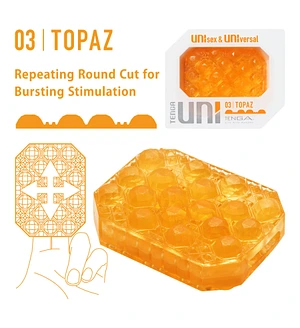 Унісекс-стимулятор Tenga UNI Topaz, помаранчевий, рельєф у вигляді горбків, лубрикант у комплекті