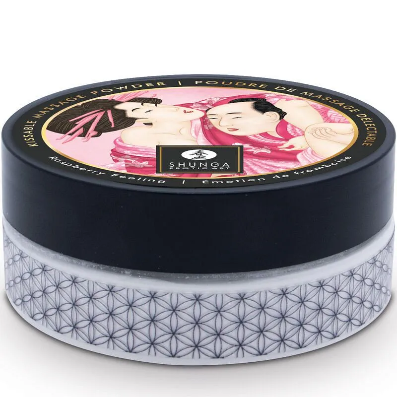 Смачна пудра для оральних пестощів Shunga Body Powder Raspberry feeling, 75 г, аромат малини