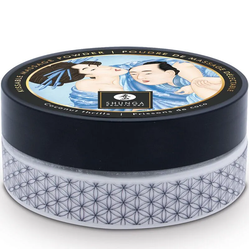 Смачна пудра для оральних пестощів Shunga Body Powder Coconut Thrills, 75 г, аромат кокоса