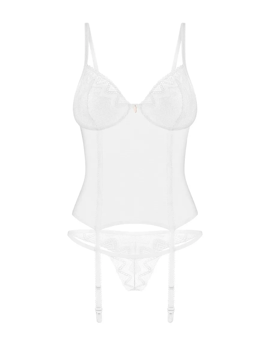 Корсет Obsessive Alissium corset & thong M/L (м'яте паковання)