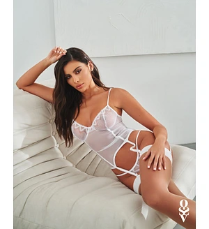 Корсет Obsessive Alissium corset & thong M/L (м'яте паковання)