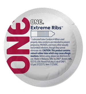 Презерватив ONE Extreme Ribs, 1 шт, ребристий, зі змазкою