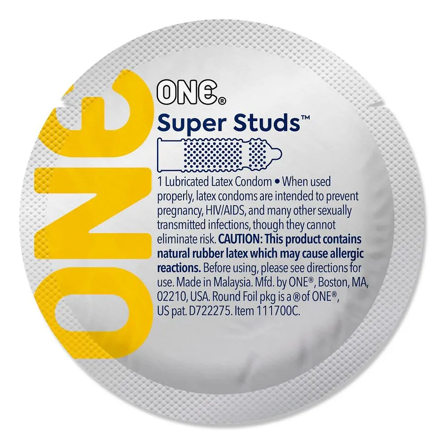 Презерватив ONE Super Studs, 1 шт, з точковим рельєфом, зі змазкою