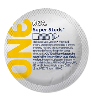 Презерватив ONE Super Studs, 1 шт, з точковим рельєфом, зі змазкою