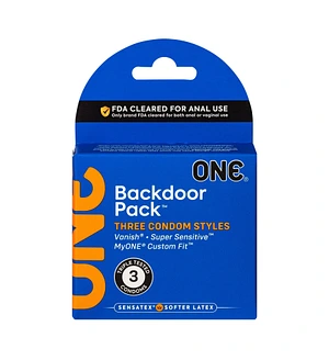 Презервативи ONE Backdoor 3 шт, картонна коробка (м'яте паковання)