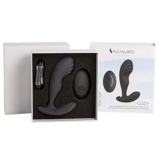 Вібромасажер простати S Pleasures Premium Cozy, чорний, з рельєфною головкою, 10 режимів
